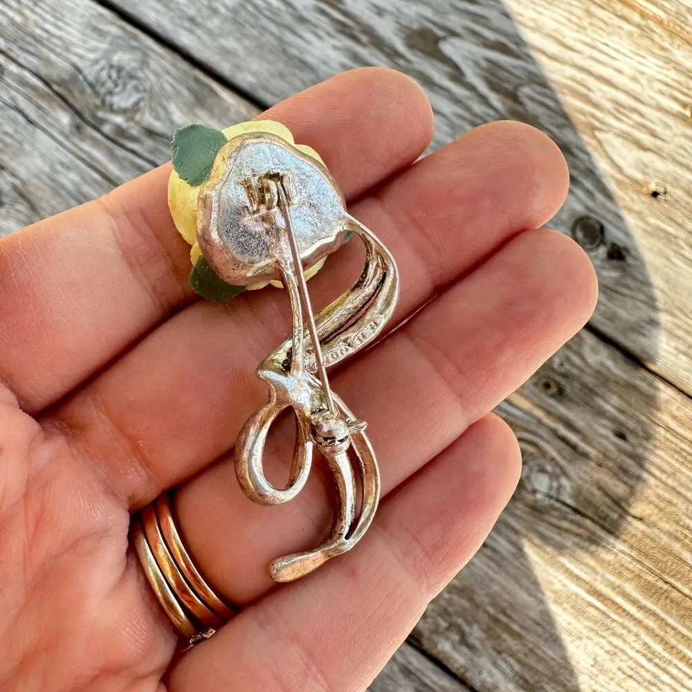 Vintage Jewelry Avon Yellow Rose Brooch